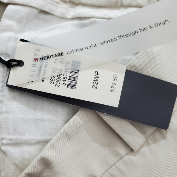 Talbots Heritage Cropped Khaki Tan Beige Elastic Waist Pants NWT Size 22W Petite - Picture 10 of 11
